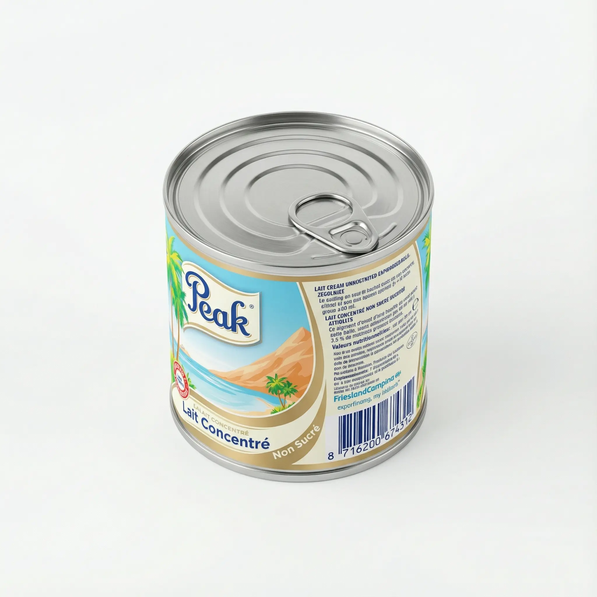 boite metal lait concentre non sucre Peak 160g